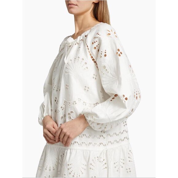 Cynthia Rowley Embroidered Drop-Waist Minidress in White Medium $645 - Picture 5 of 11
